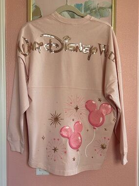 Disney World 2024 pink Mickey Mouse balloons spirit Jersey gold sequins NWT SM